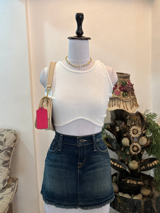 White Bustier Style Ribbed Top