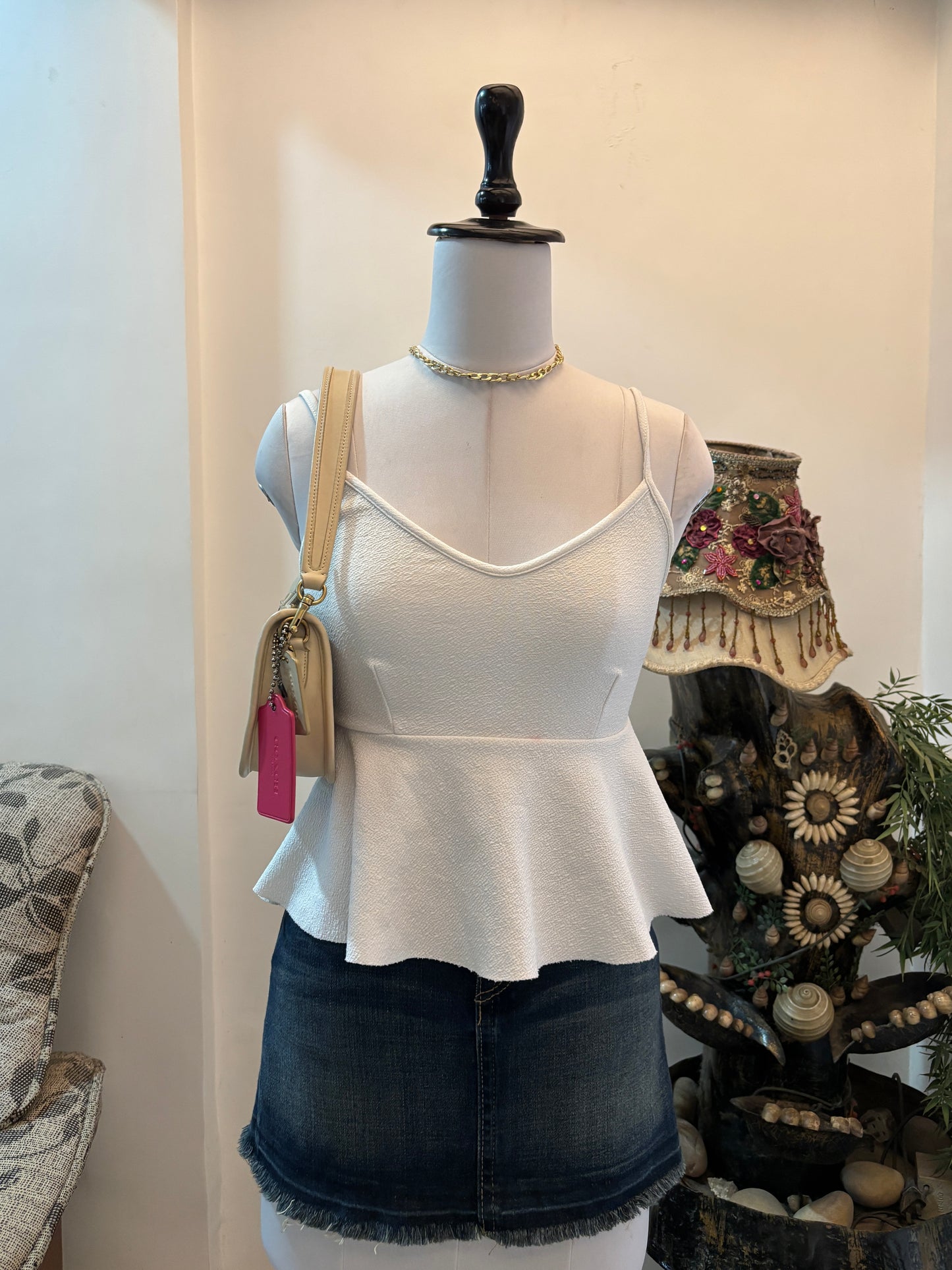 White Peplum Top