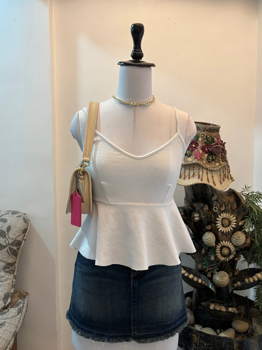 White Peplum Top