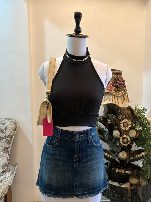 Pretty Black Tie Back Top