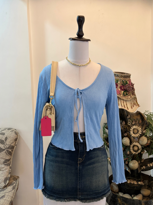 Blue Open Waist Tie Top