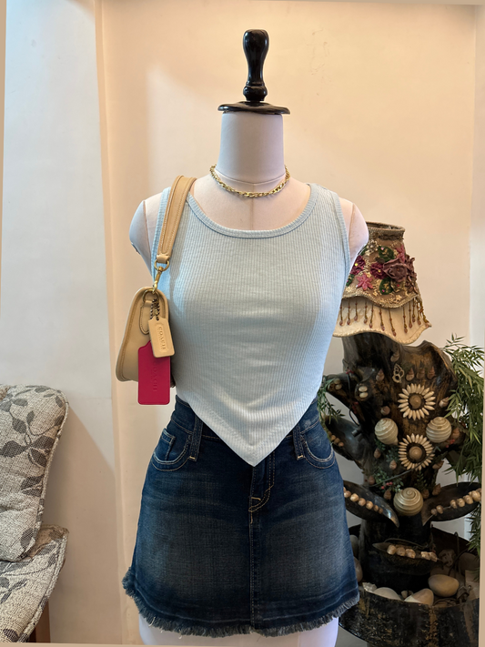 Blue Asymmetrical Hem Top