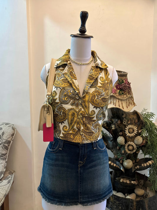 Versace Style Padded Collared Top