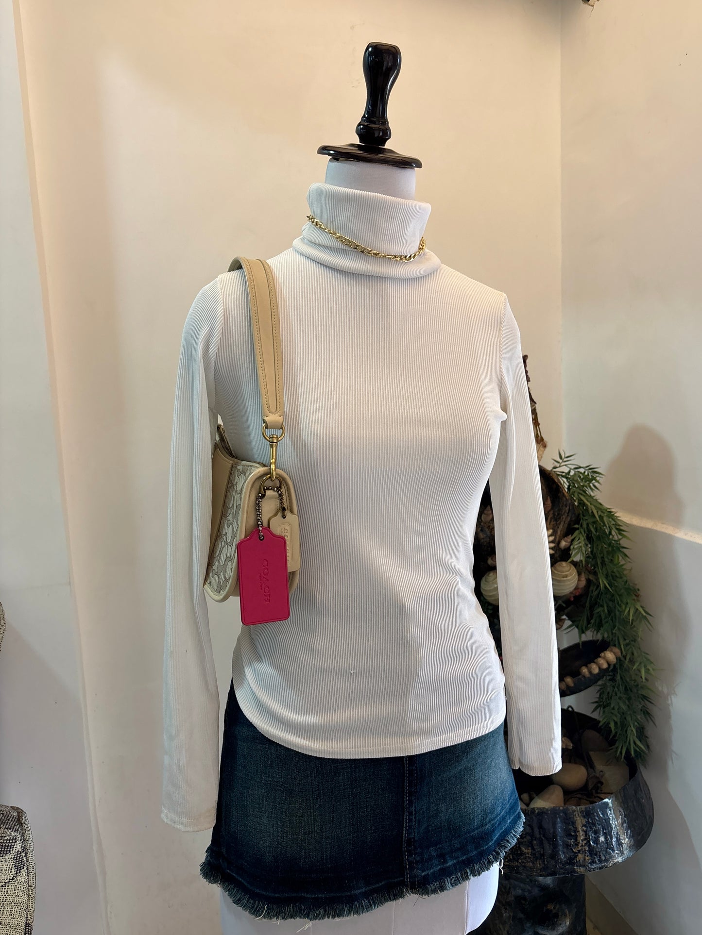 White Turtleneck Top