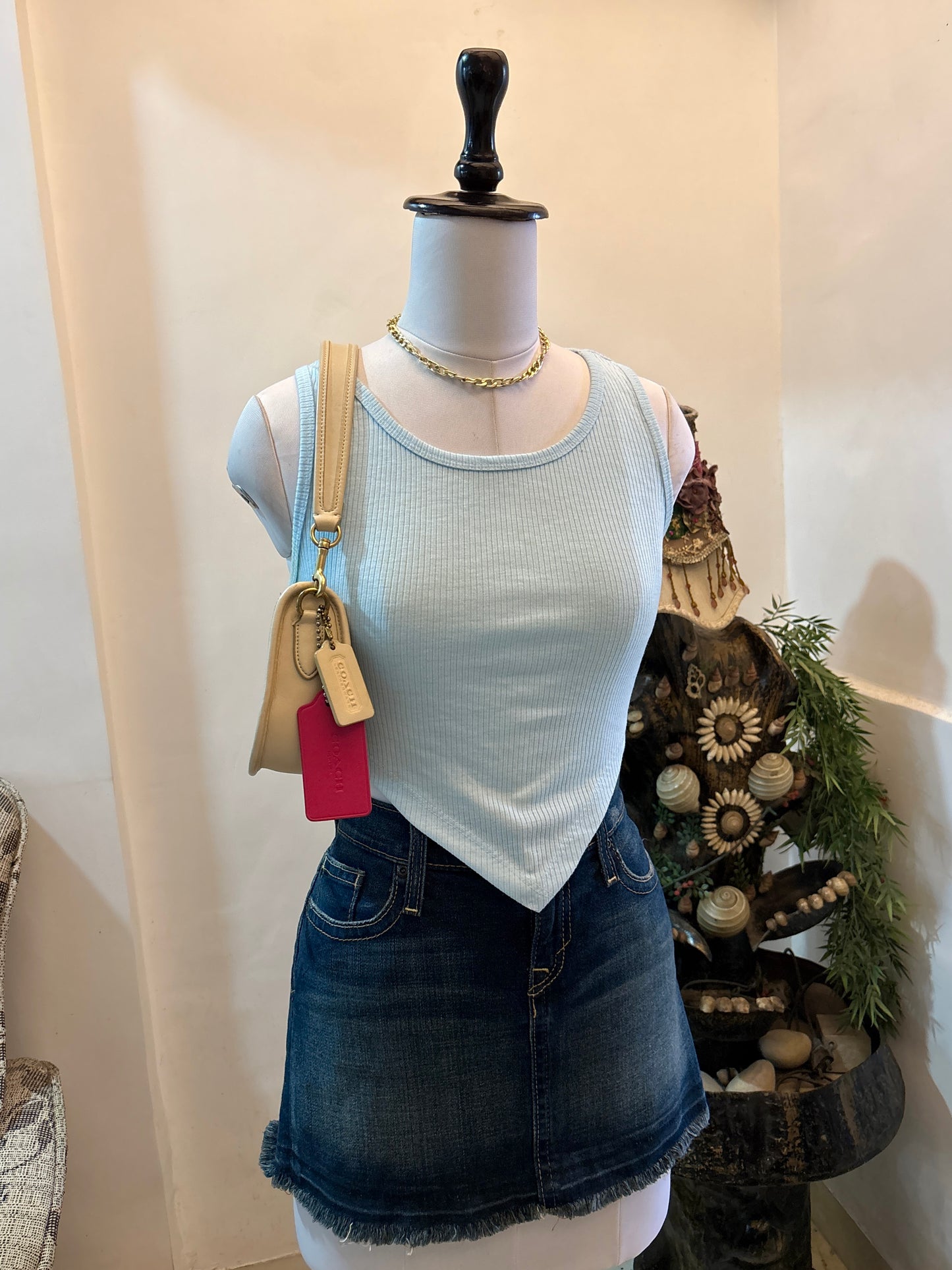 Blue Asymmetrical Hem Top