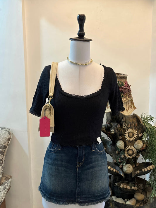 Black Top with Lacy Neckline