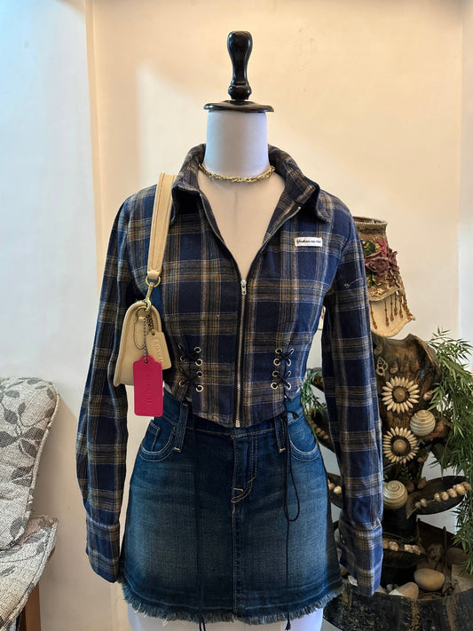 Asymmetrical Hem Checked Top