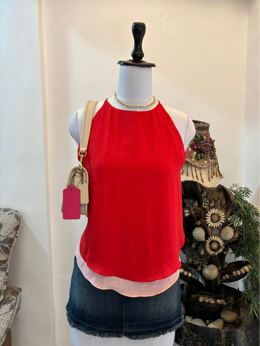 Red Criss Cross Back Slip Top
