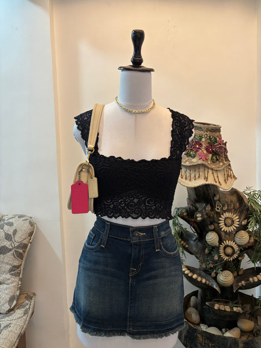 Black Lacy Sheer Waist and Back Top