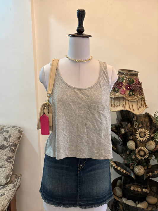 Solid Grey Top with Pocket Detail