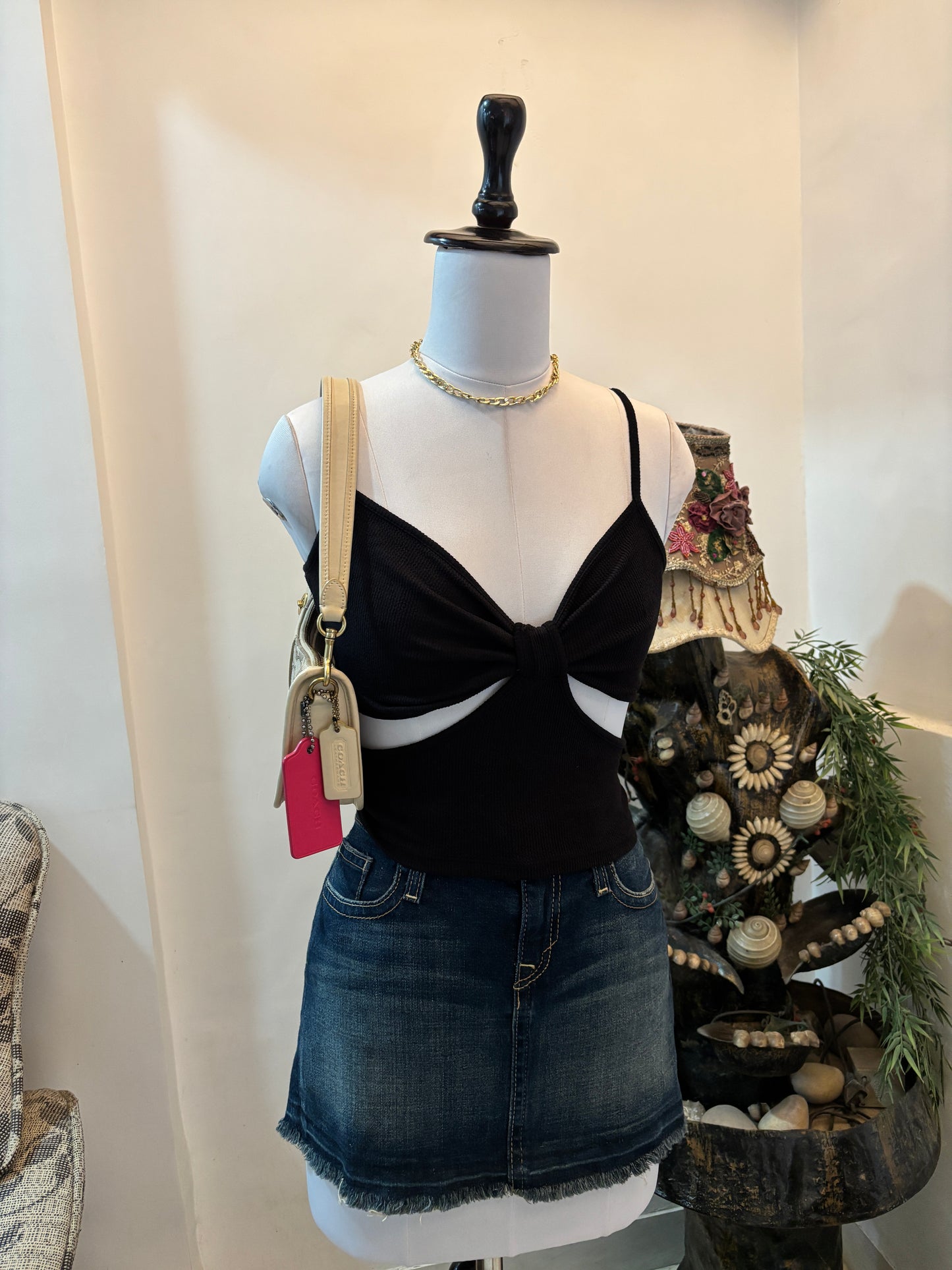 Black Cutout Waist Top