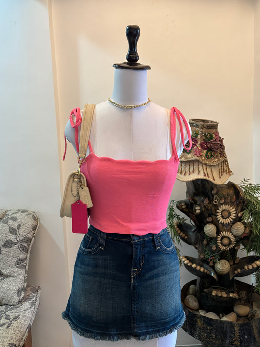 Pink Tie Shoulder Top