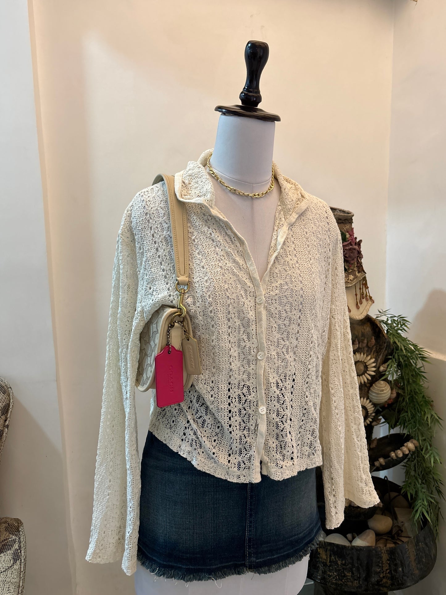 Sheer Bell Sleeves Shirt Top