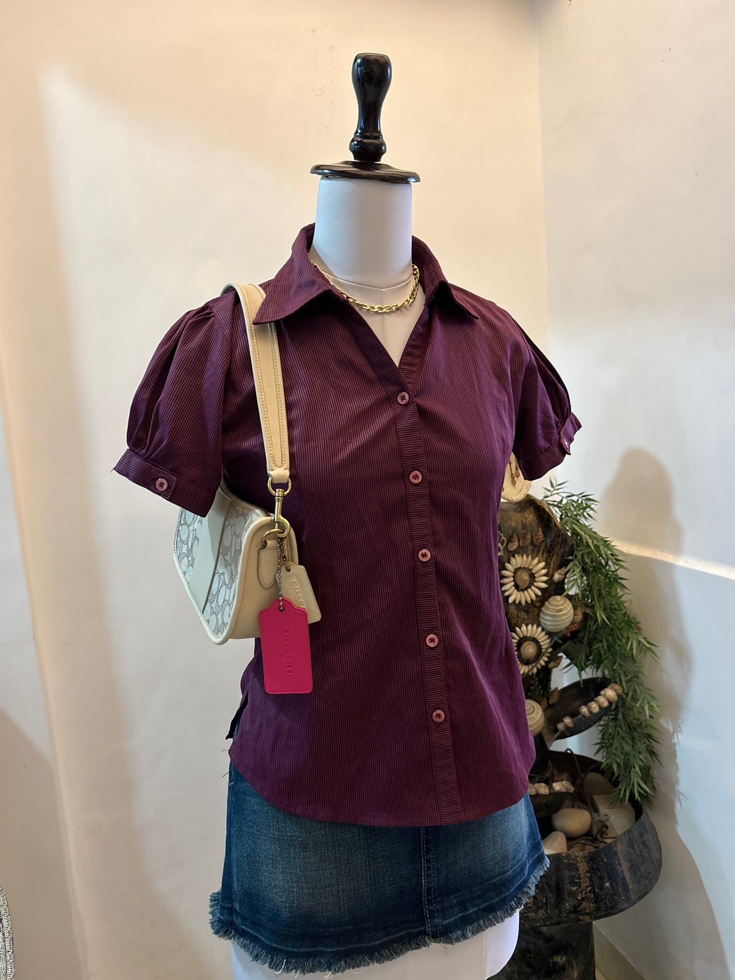 Purple Puff Sleeves Shirt