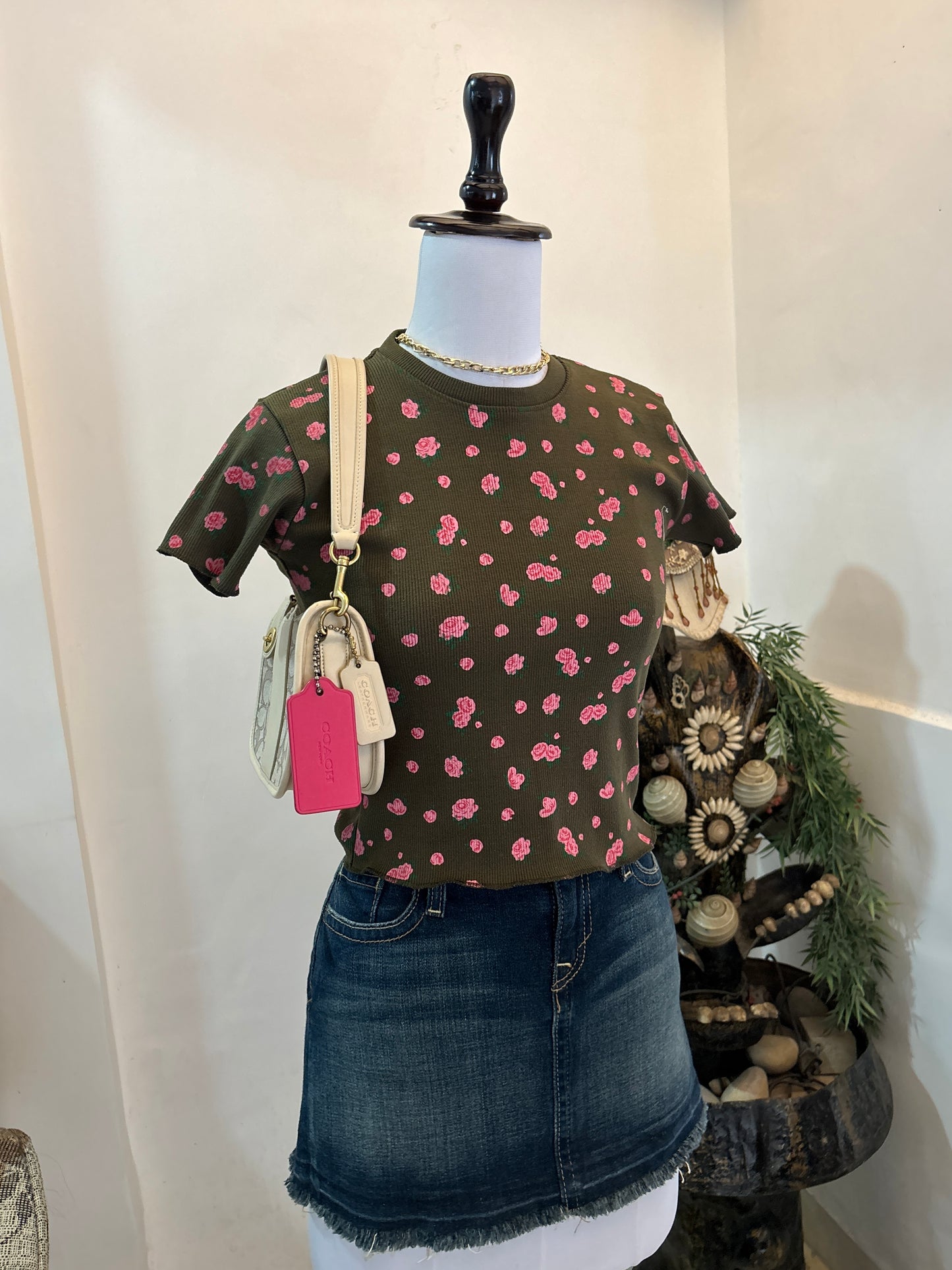 Olive Green Floral Top