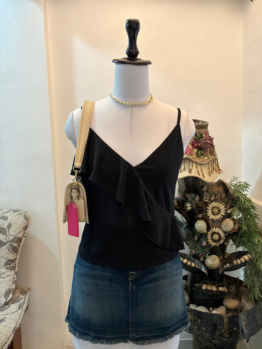 Black Wrap Style Sheer Top