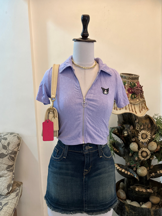 Lilac Polo Zipper Top