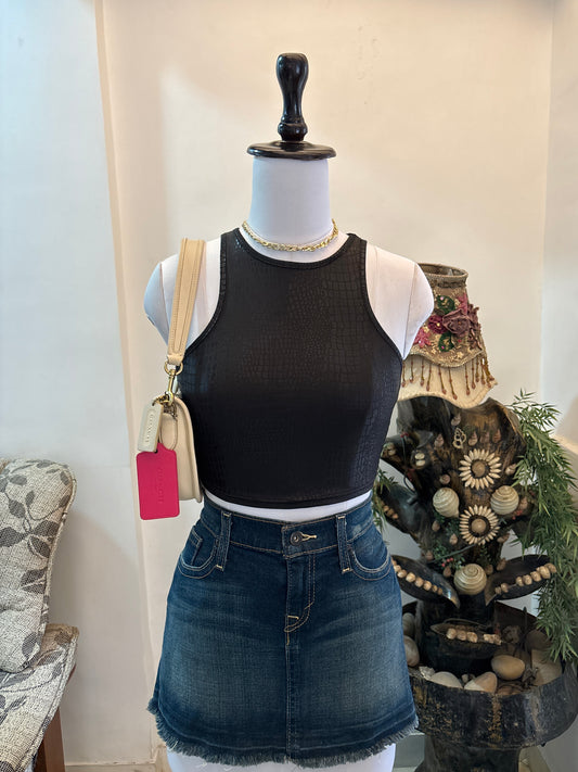 Black Croc Print Top