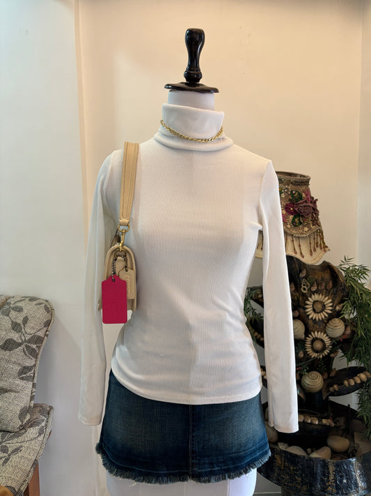 White Turtleneck Top