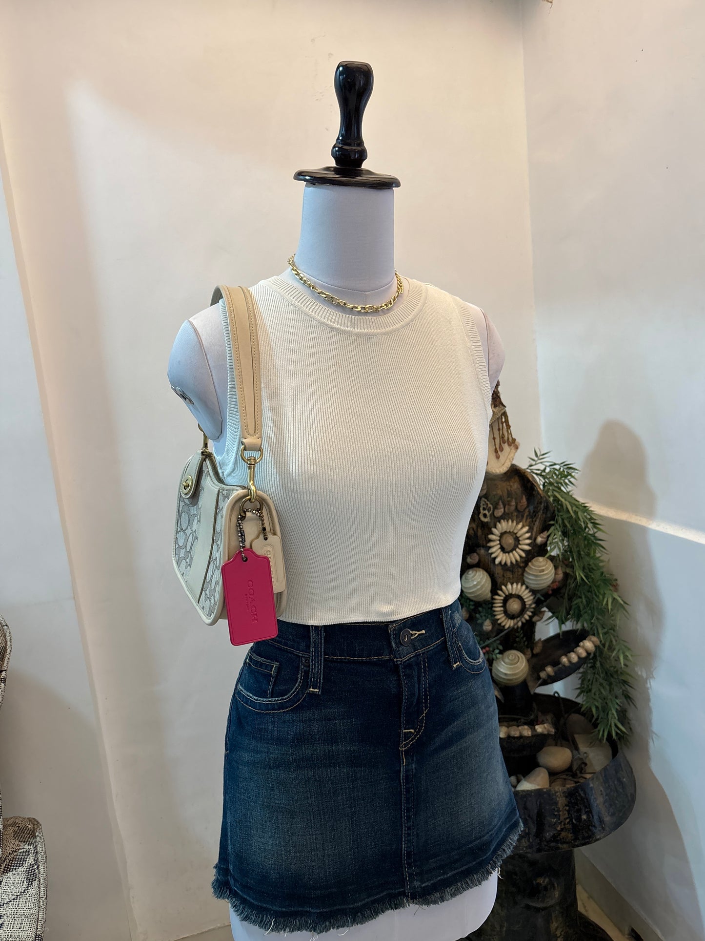 Off White Vest Top