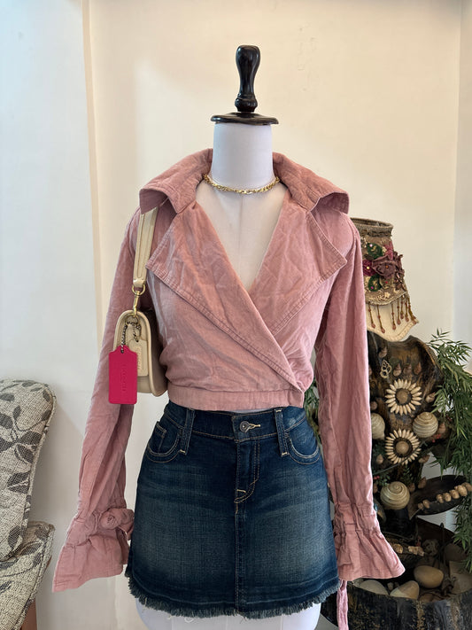 Pink Cropped Corduroy Jacket