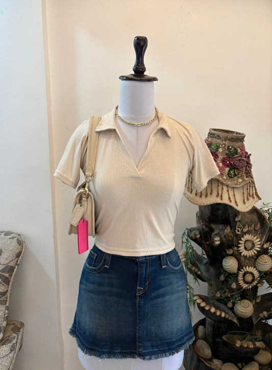 Beige Polo Top