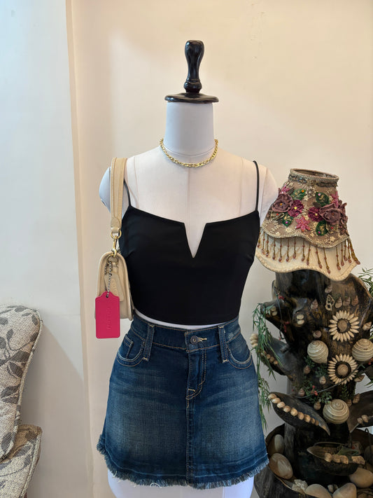 Black Plunge Neck Top
