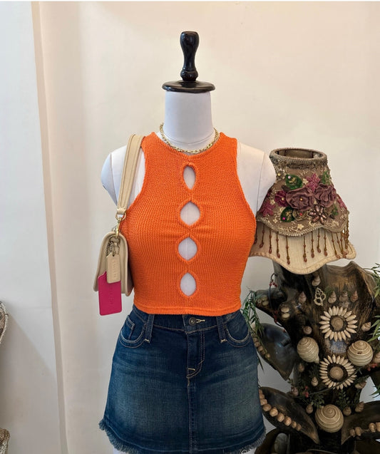 Orange Cutout Top