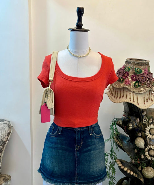 Orange Round Neck Top