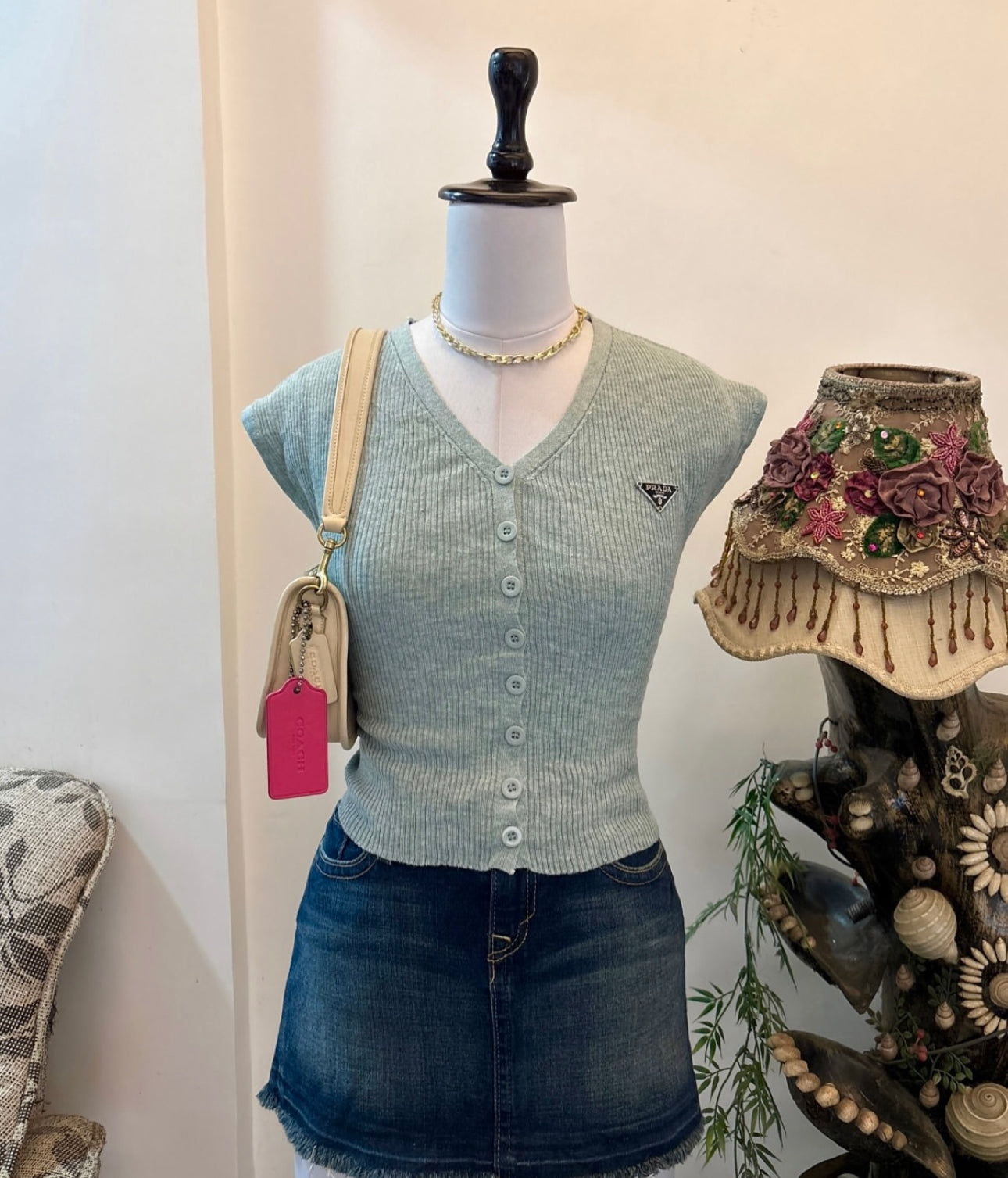 Blue P-R-A-D-A Top