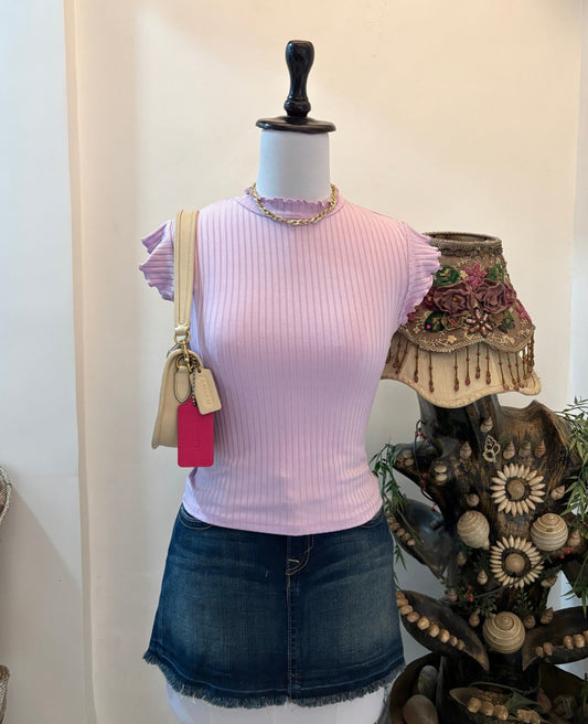 Lilac Frilly Shoulder Top