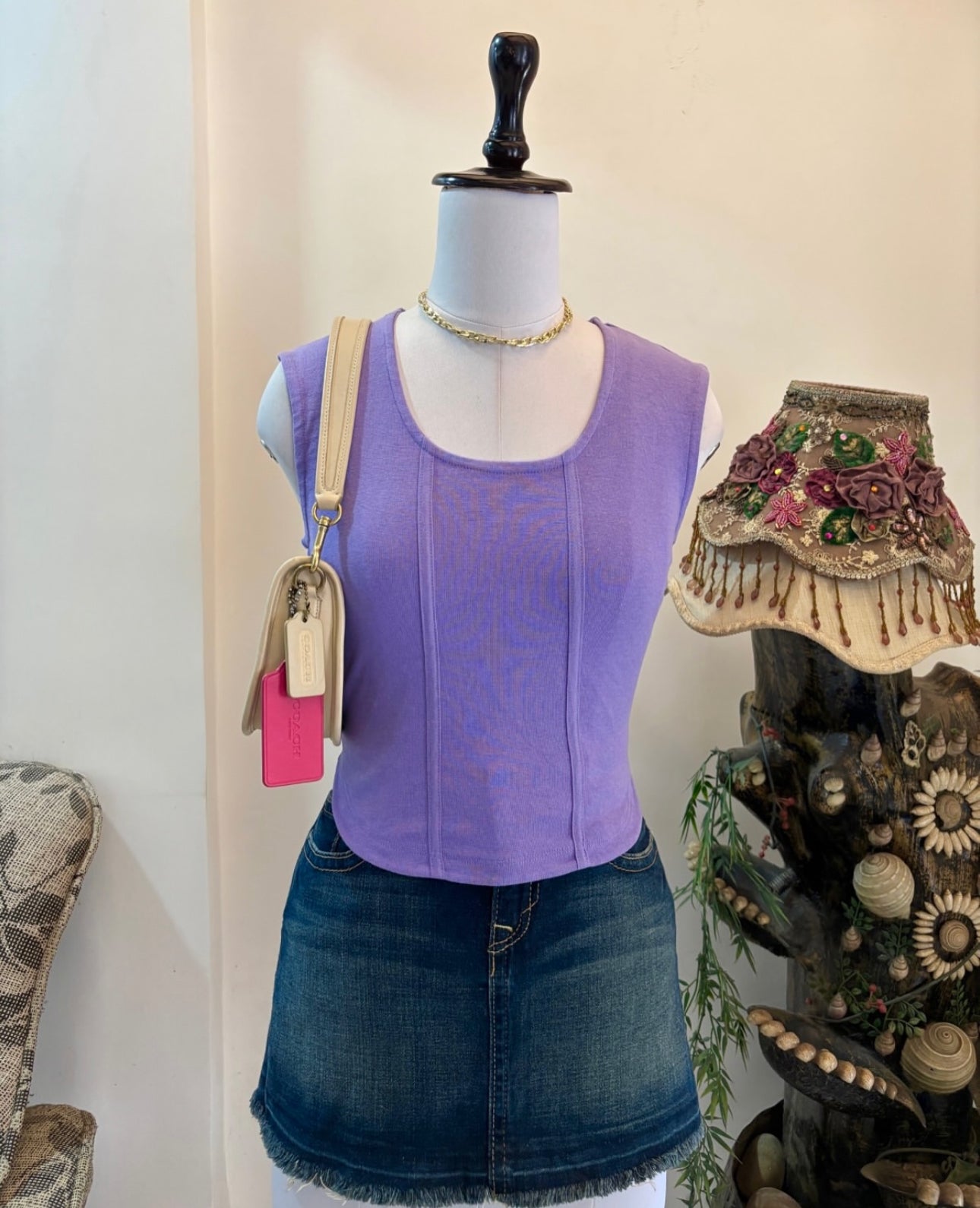 Purple U Neck Top