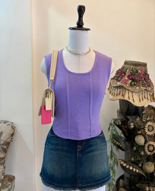 Purple U Neck Top