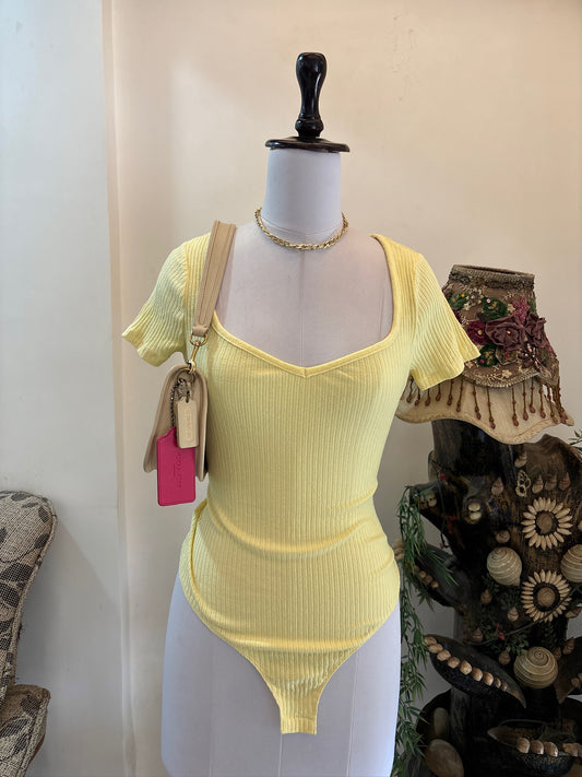 Yellow Ribbed Bodysuit